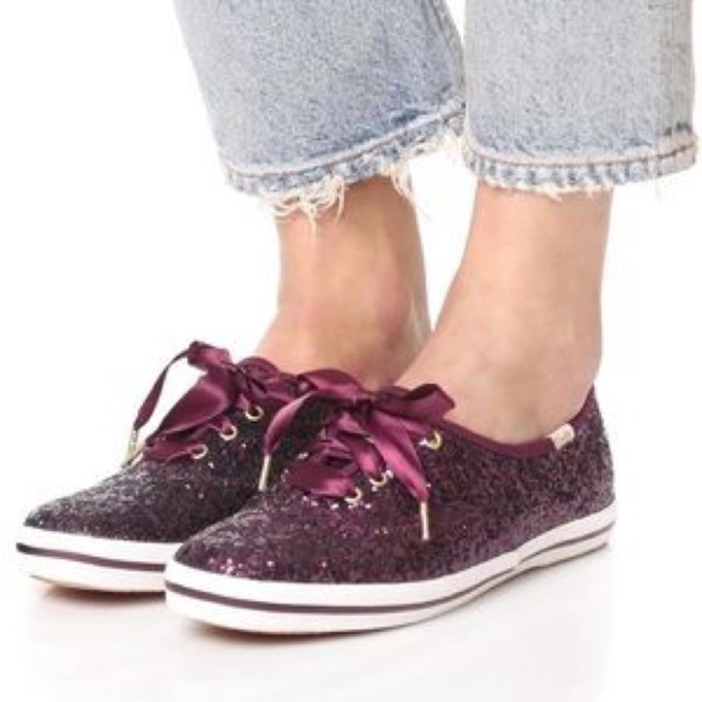 Keds x Kate Spade New York Glitter Sneakers, Deep Cherry size 8